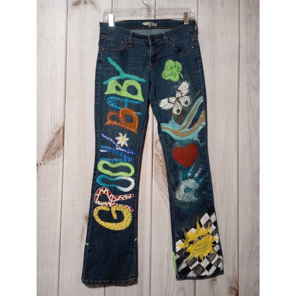 Old Navy Jeans Ladies 2 The‎ Diva Painted Straight Leg